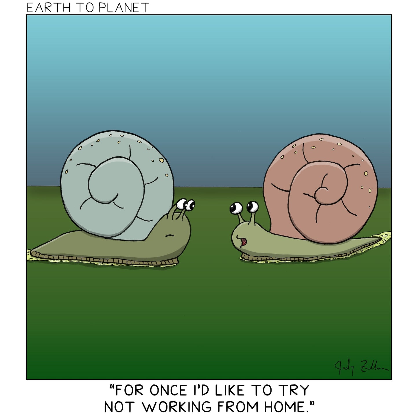 Snail Work-From-Home Cartoon