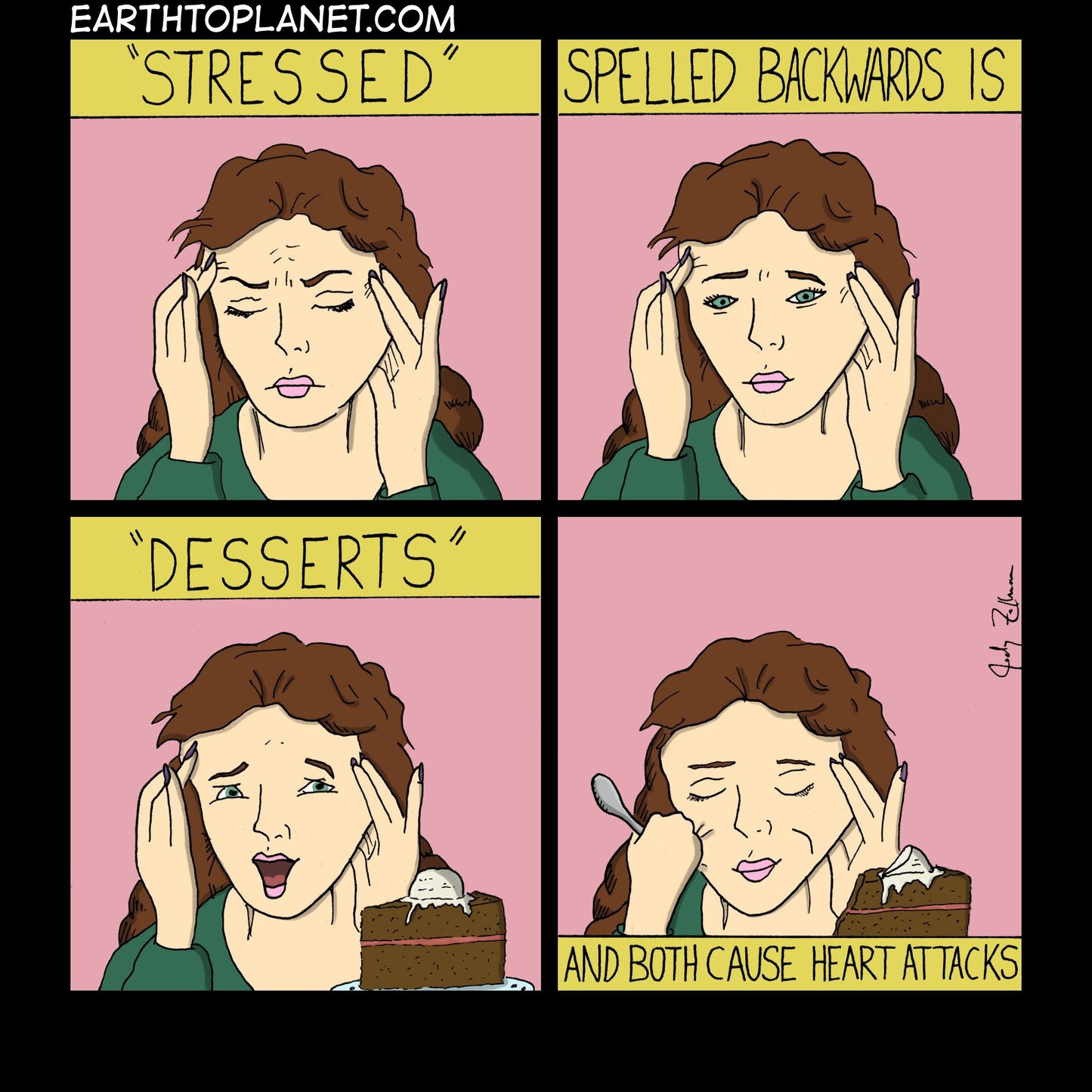 Stressed Spelled Backwards Cartoon