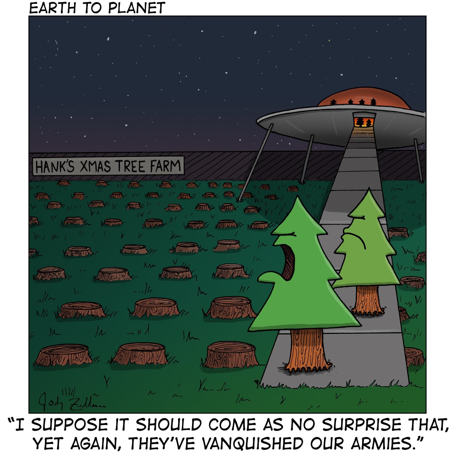 Christmas Tree Aliens Cartoon