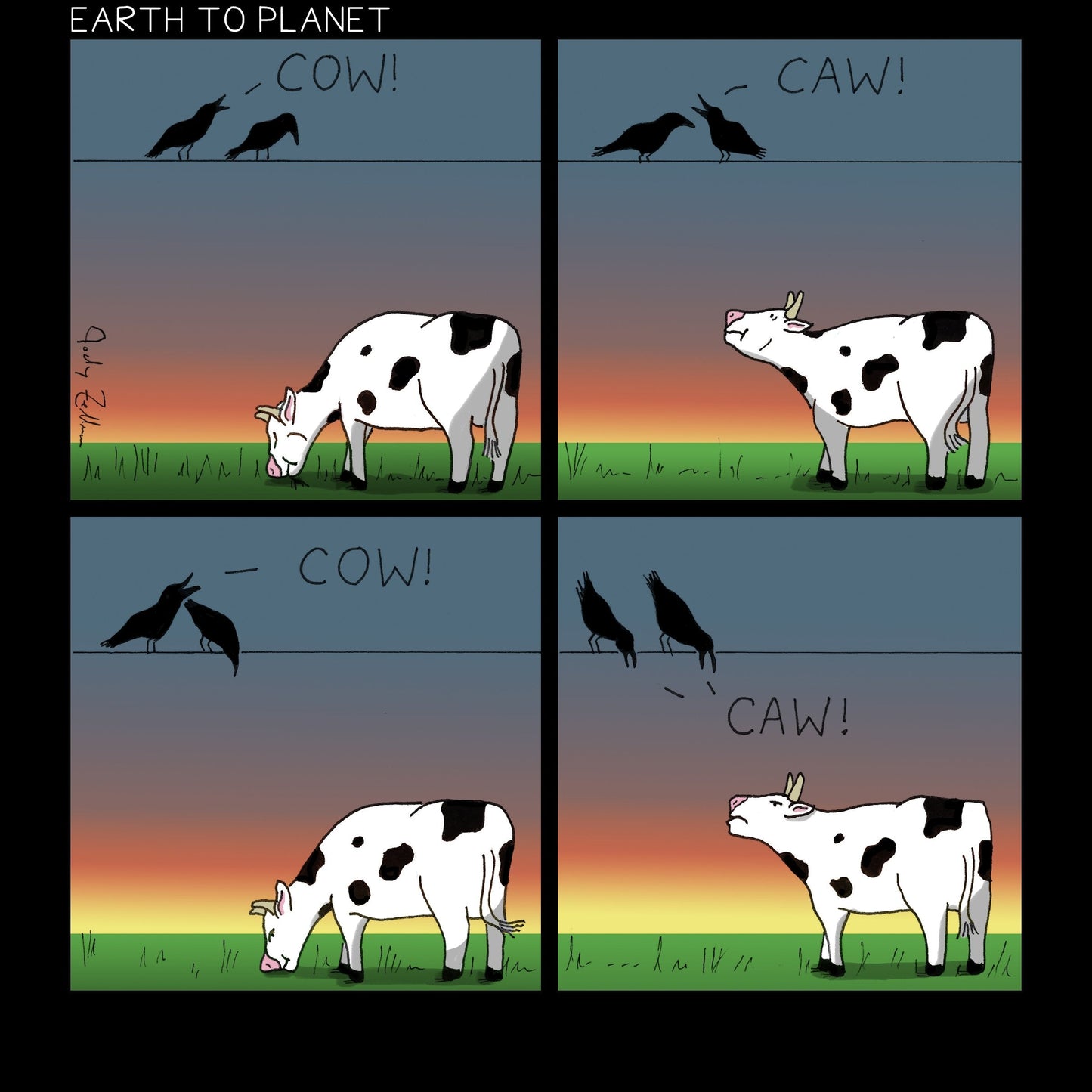 Cow Caw Cartoon