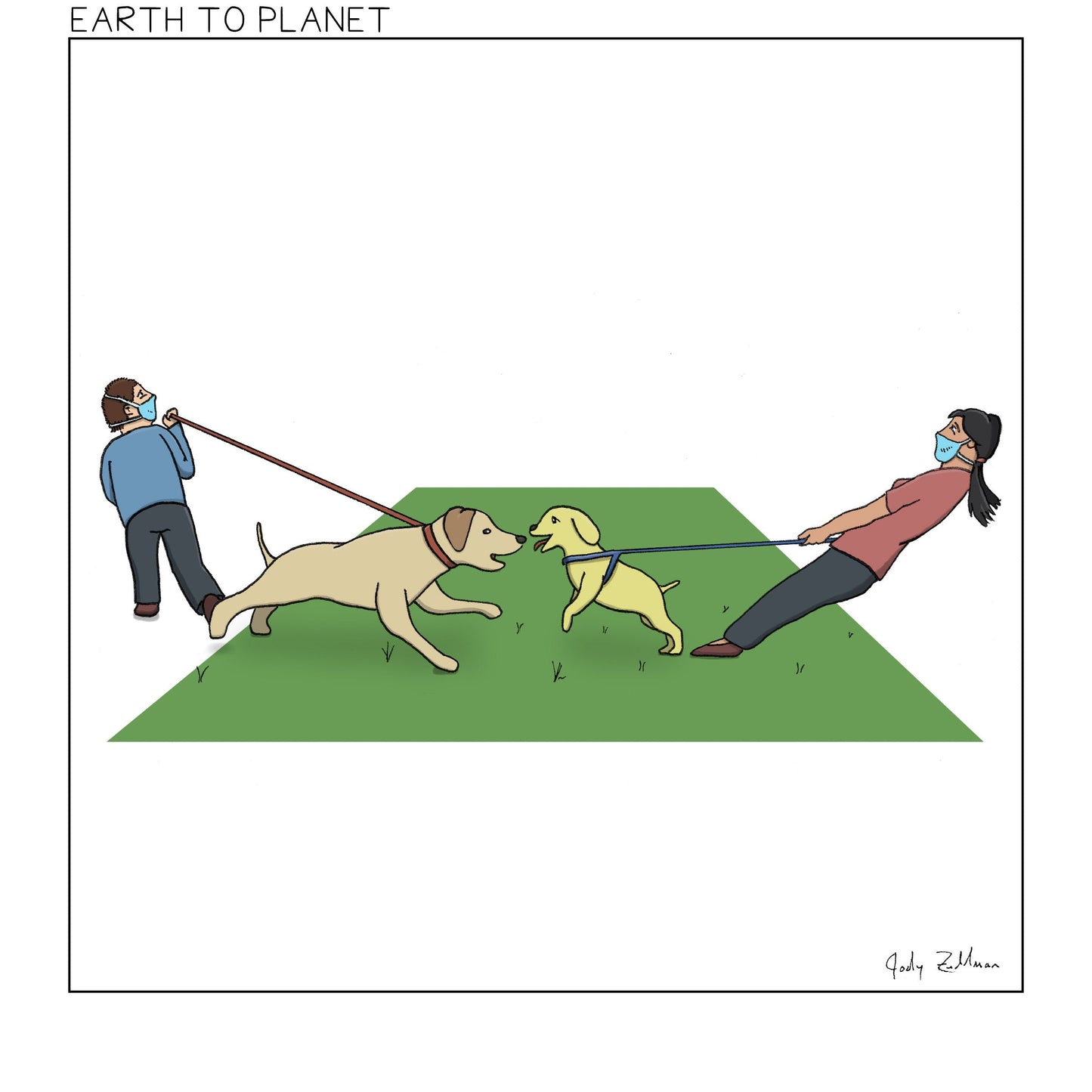 Dogs on Leashes Cartoon