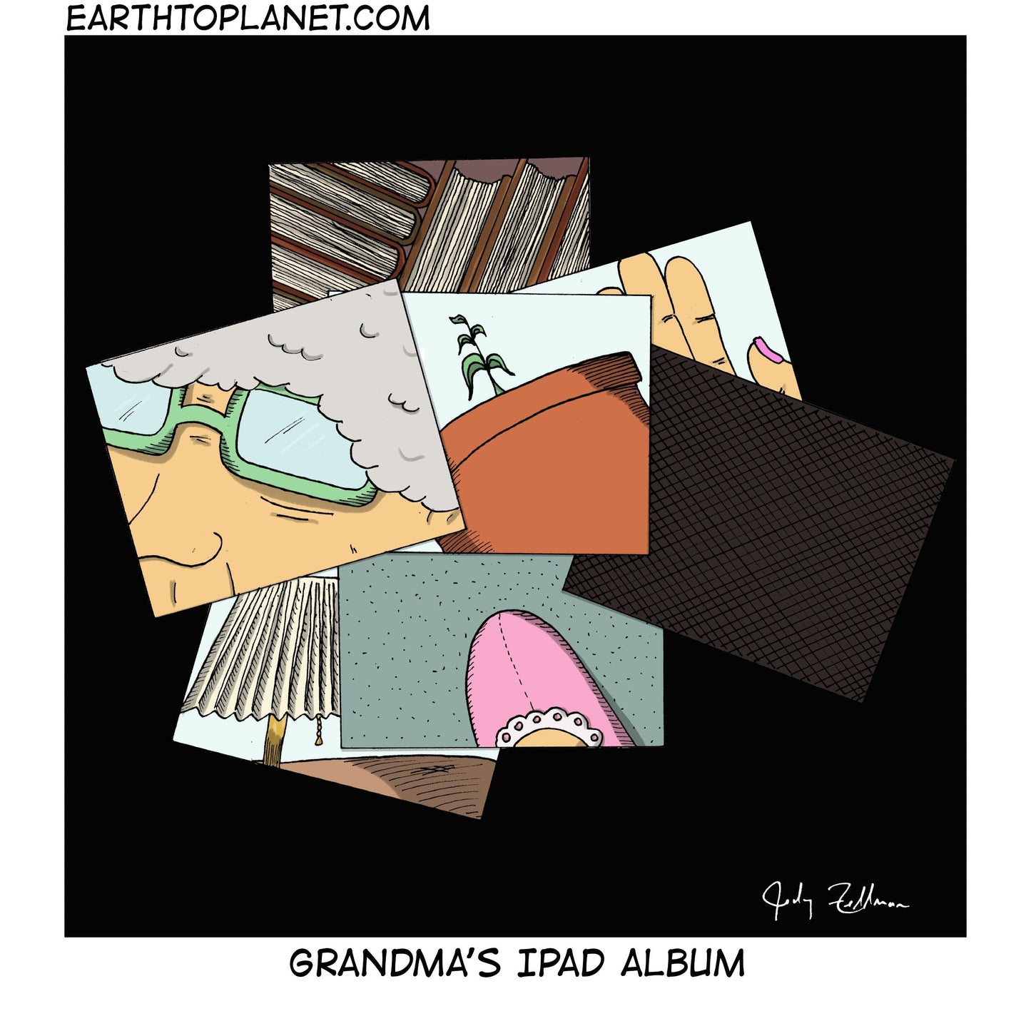 Grandma's iPad Album Cartoon