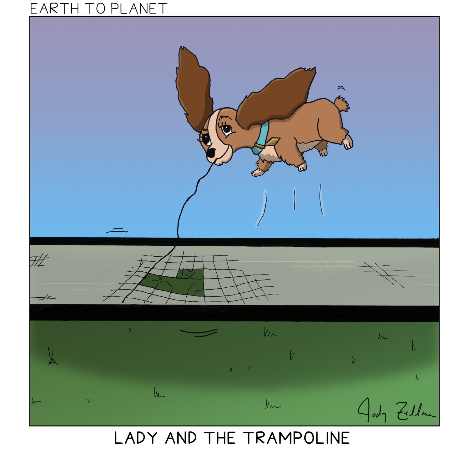 Lady and the Trampoline Cartoon