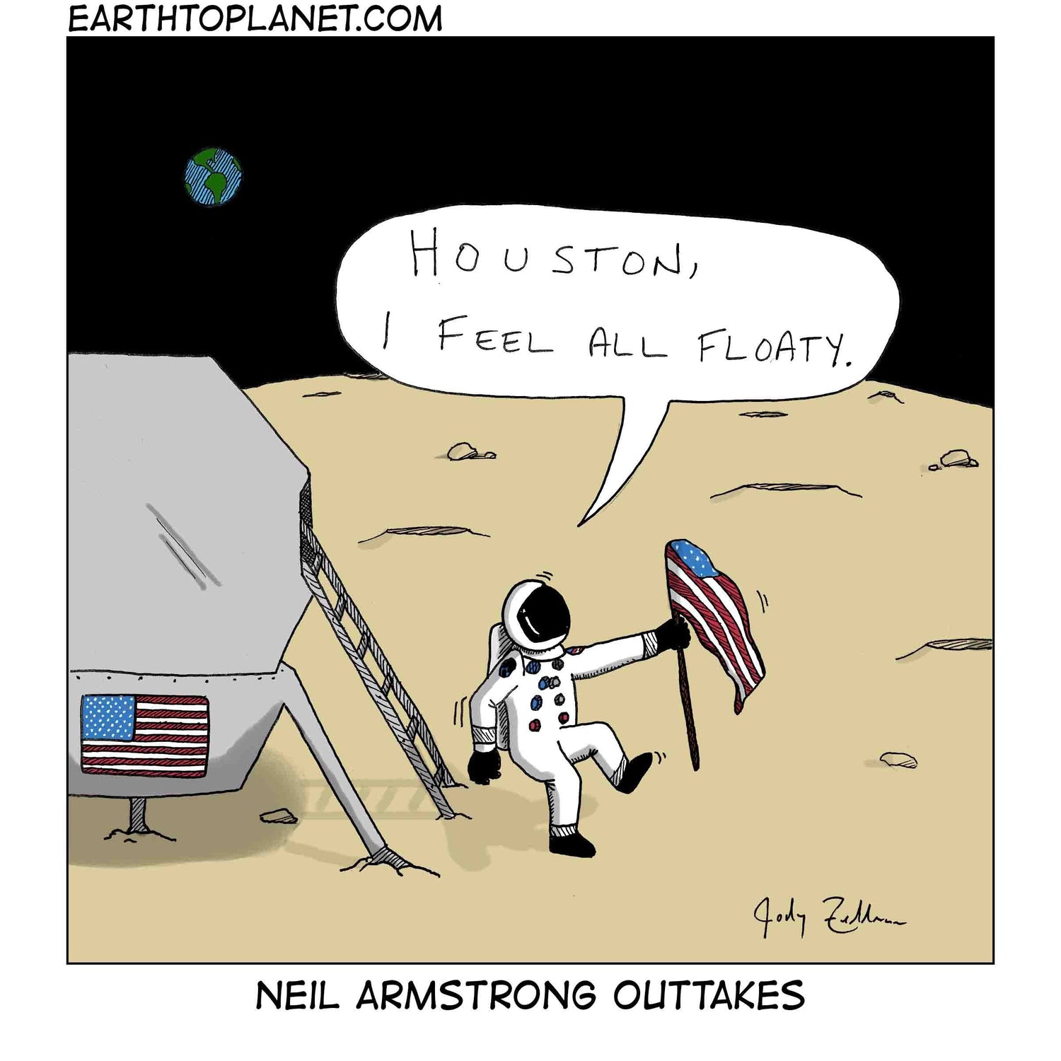 Neil Armstrong Outtakes Cartoon
