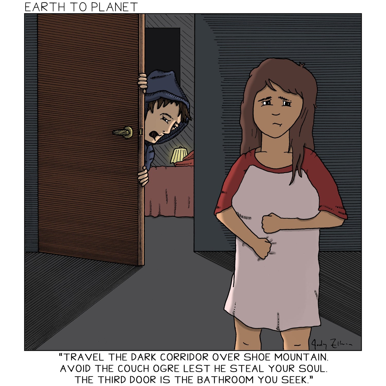 Travel The Dark Corridor Cartoon