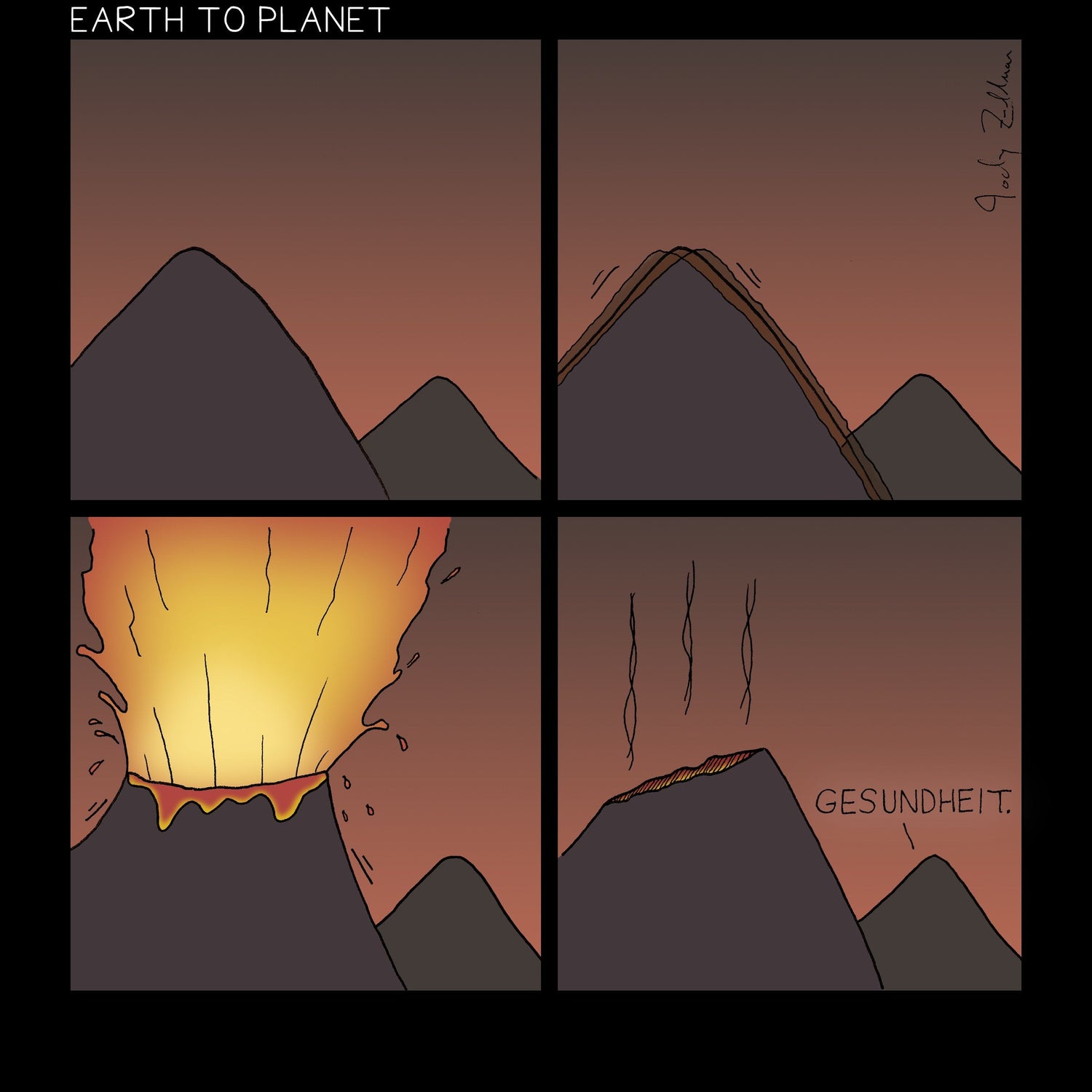 Volcano Sneeze Cartoon