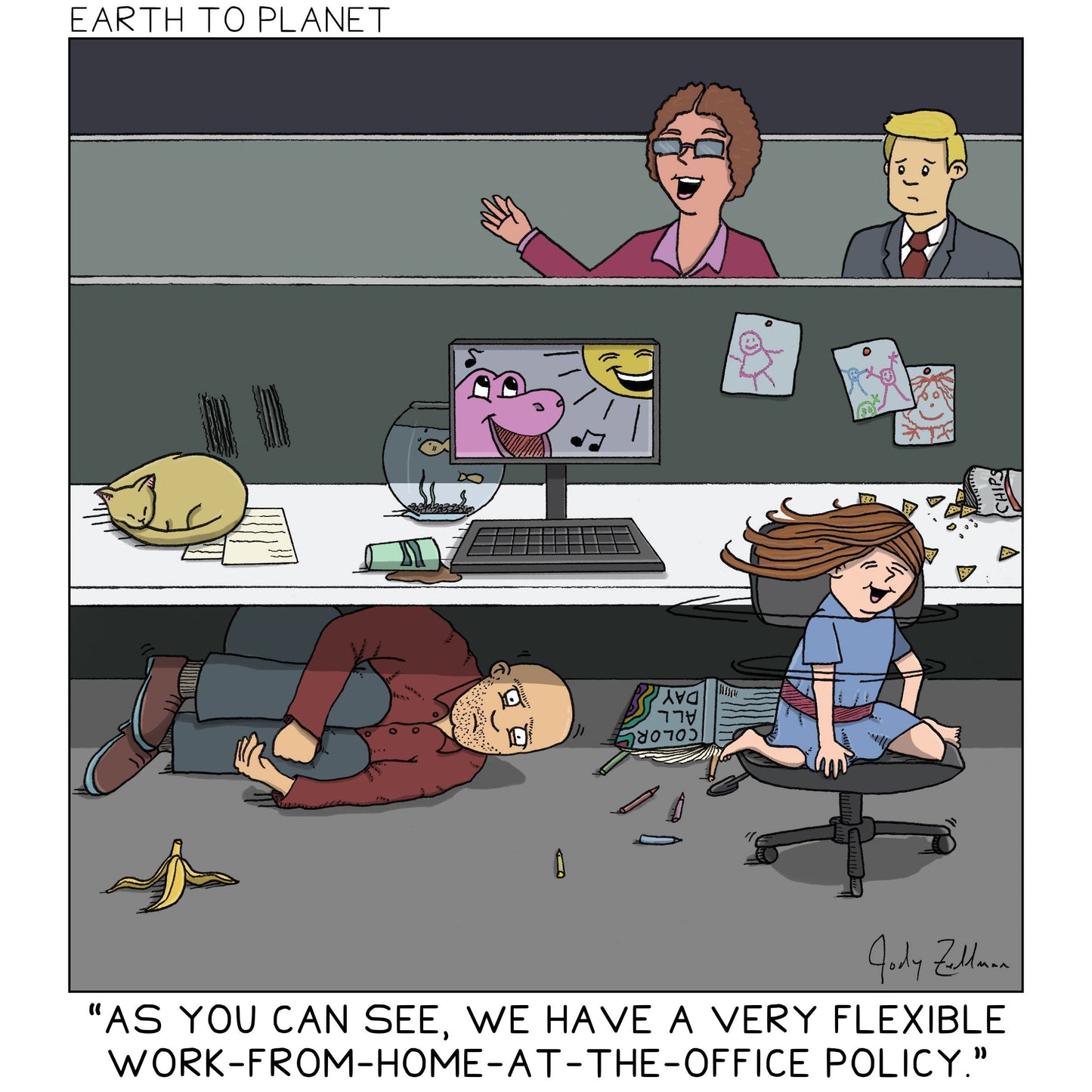 Work-From-Home-At-The-Office Cartoon