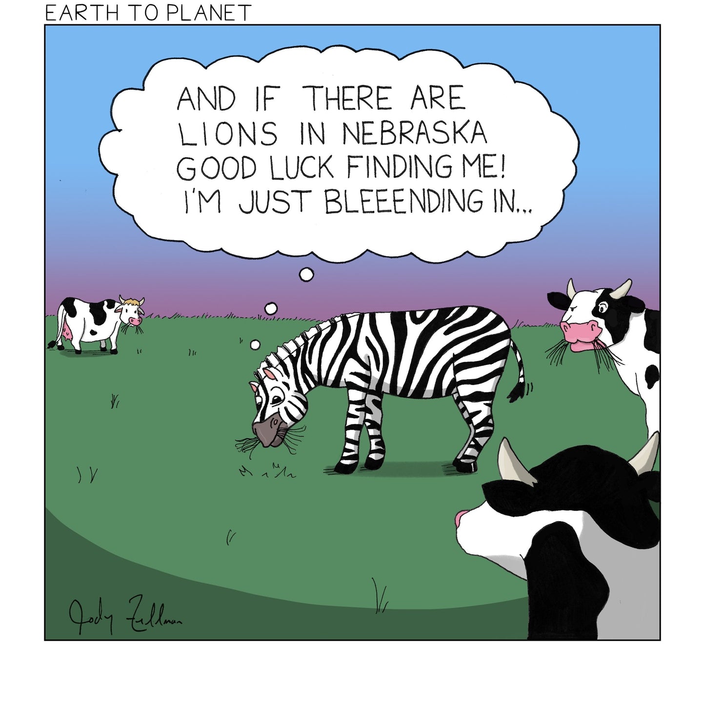 Zebra in Nebraska Cartoon